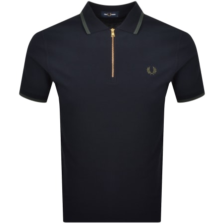 Fred Perry Zip Neck Crepe Polo T Shirt Navy | Mainline Menswear ca